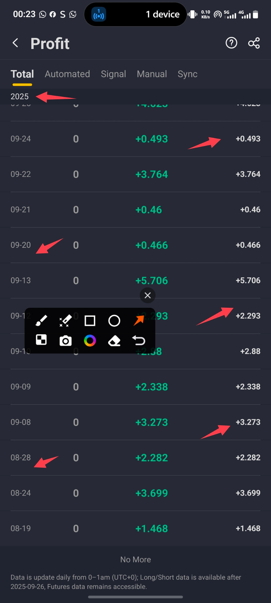Personal trading profit history screenshot 04