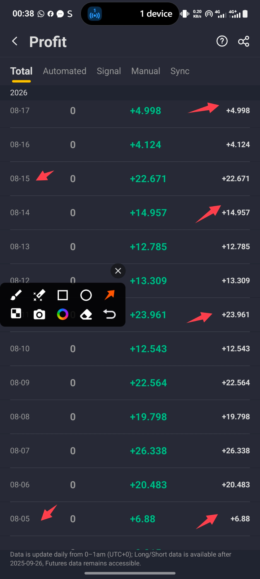 Personal trading profit history screenshot 02