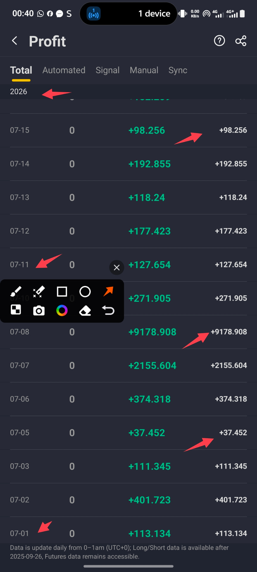 Personal trading profit history screenshot 03